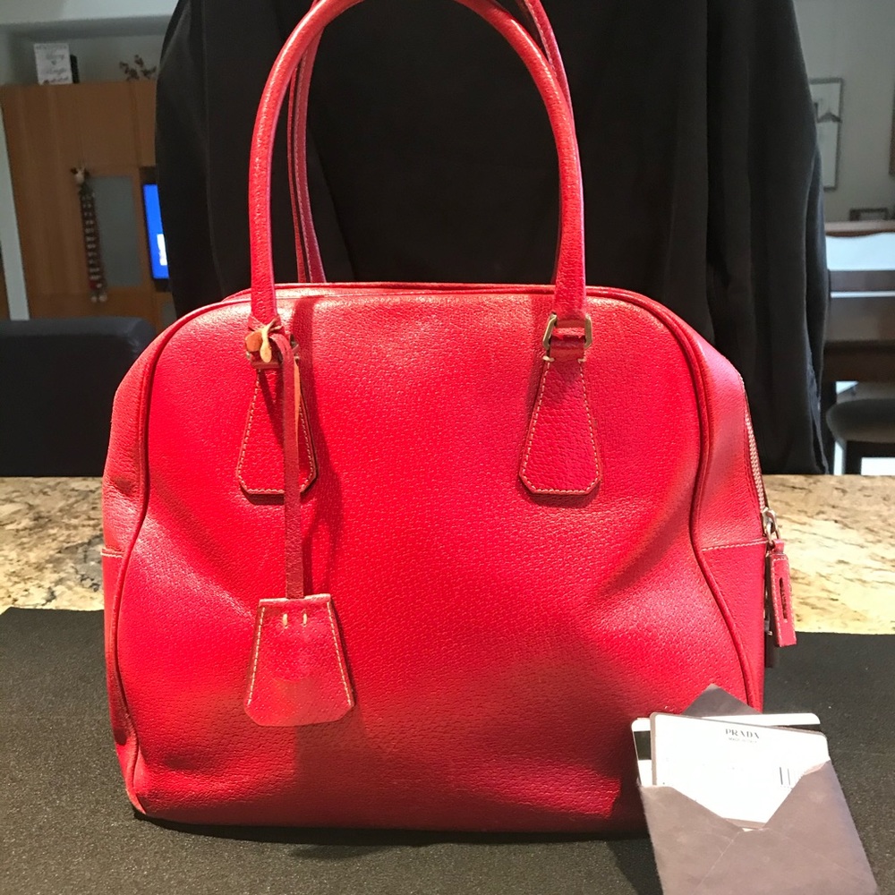 Prada bowler red leather